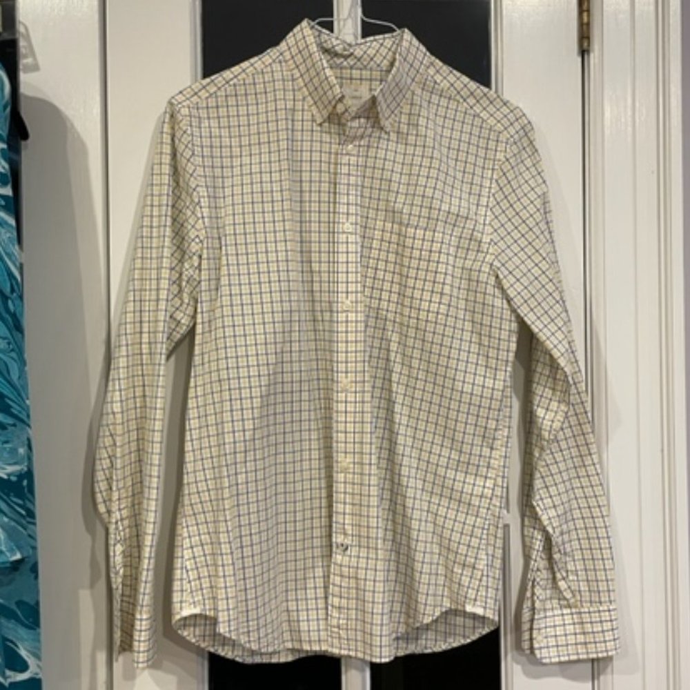 Gap men's button down, blue-yellow-white check pattern